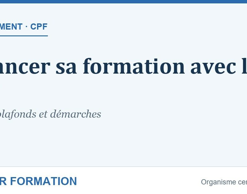 CPF : comment financer sa formation professionnelle — Master Formation